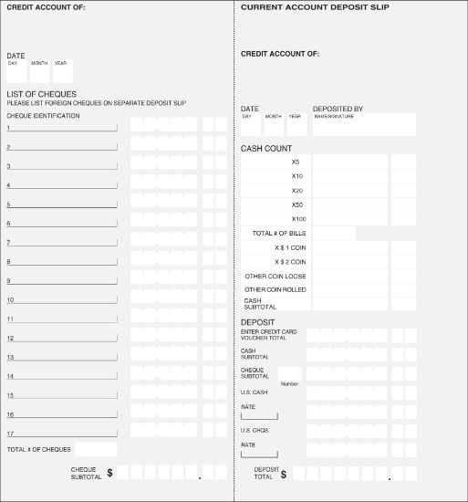 Manual Deposit Slip